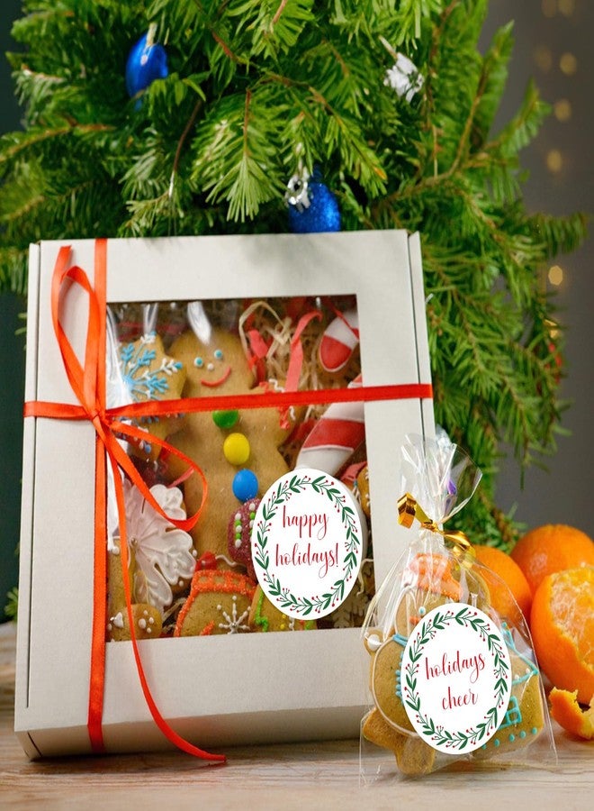 جيجاكرافت ملصقات jijAcraft للعطلات السعيدة - 120 قطعة من ملصقات هدايا عيد الميلاد، وأختام مغلفات عيد الميلاد على شكل إكليل دائري مقاس 2 بوصة، وبطاقات هدايا شتوية لتوزيعات حفلات عيد الميلاد، والأعمال اليدوية، وأكياس الحلوى - Image 4